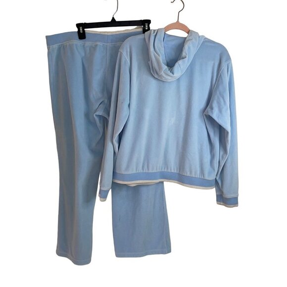 Reebok Vintage Womens Track Suit Size XL Blue Velour Y2k Pockets Cotton - Picture 2 of 10